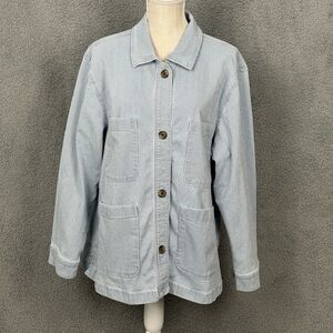 LC Lauren Conrad Blue Striped Jean Jacket
